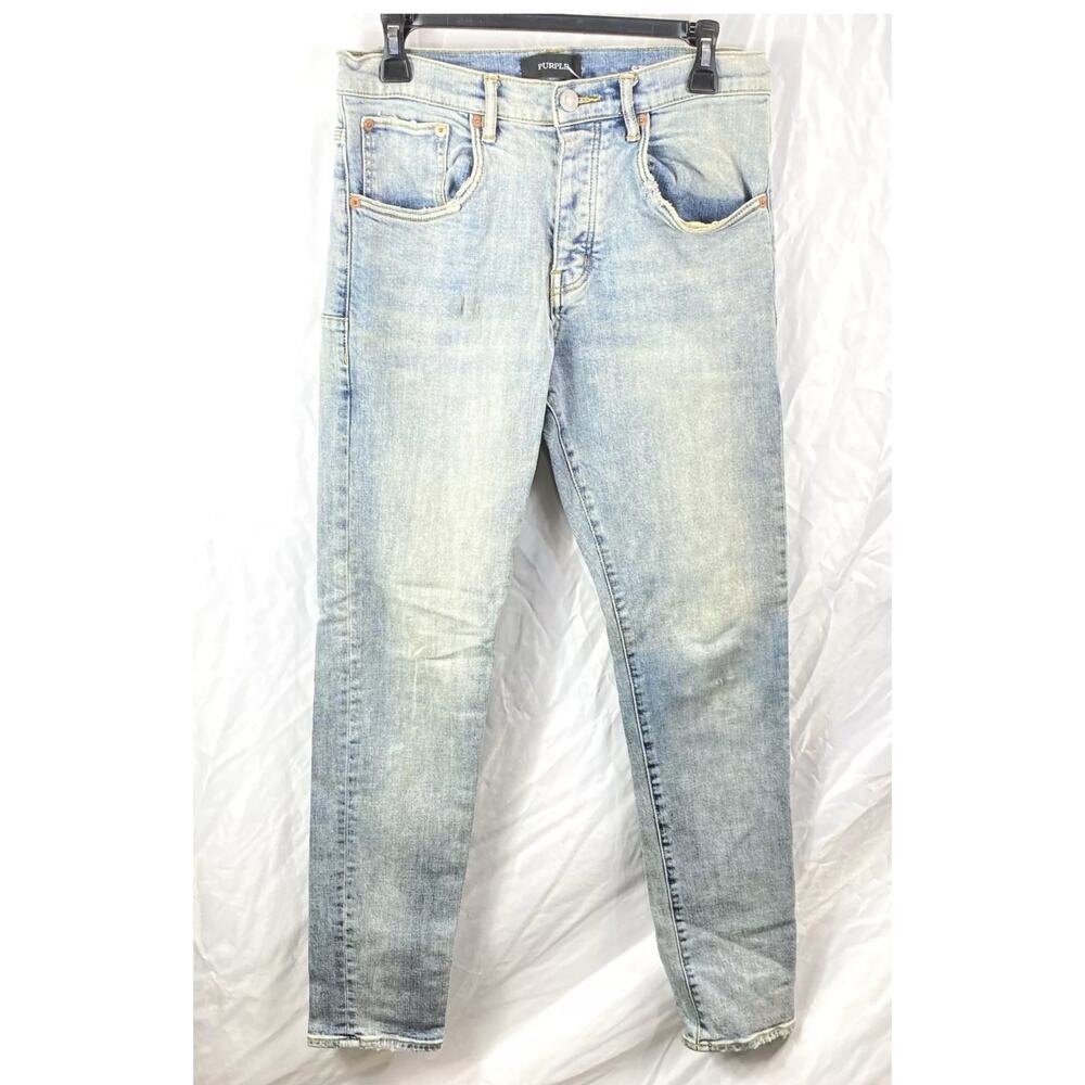 Purple Womens Blue Denim 5-Pocket Light Wash Mid Rise Skinny Leg Jeans Size 31